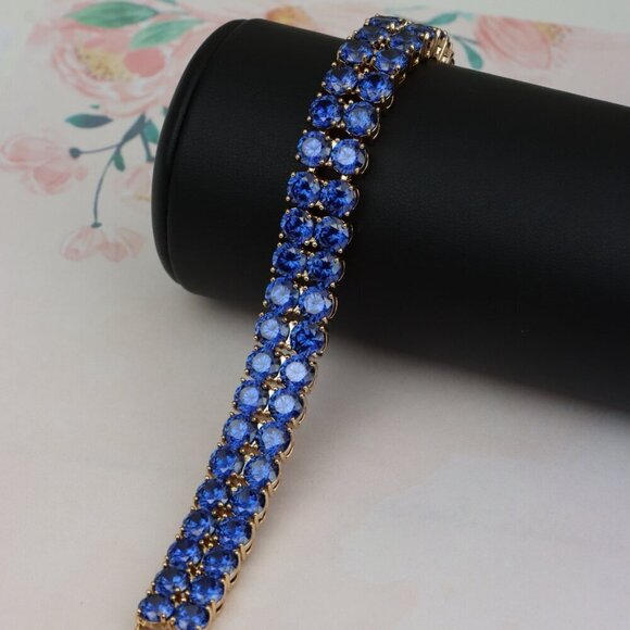 Elegant Rose Gold Bracelet with Blue Crystal Stones, XPBL0635 - Picture 9 of 12